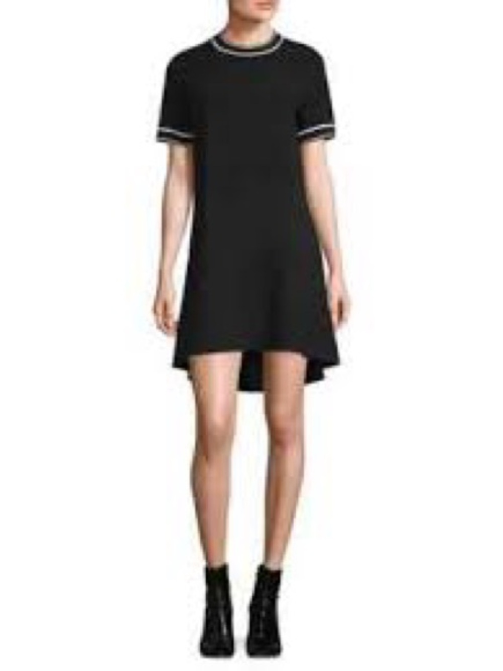 Rag & Bone Thatch Crepe Shift Dress Black Stripe Snap Hem Medium